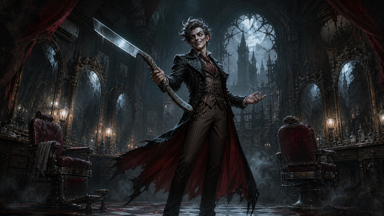 Barber Todd dark fairy-tale boss guide illustration
