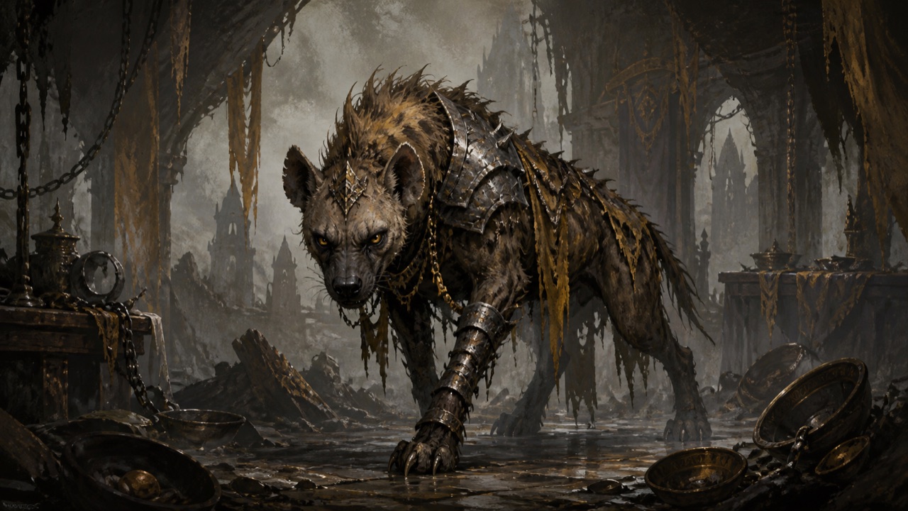 Hyena of Hunger dark fairy-tale boss guide illustration