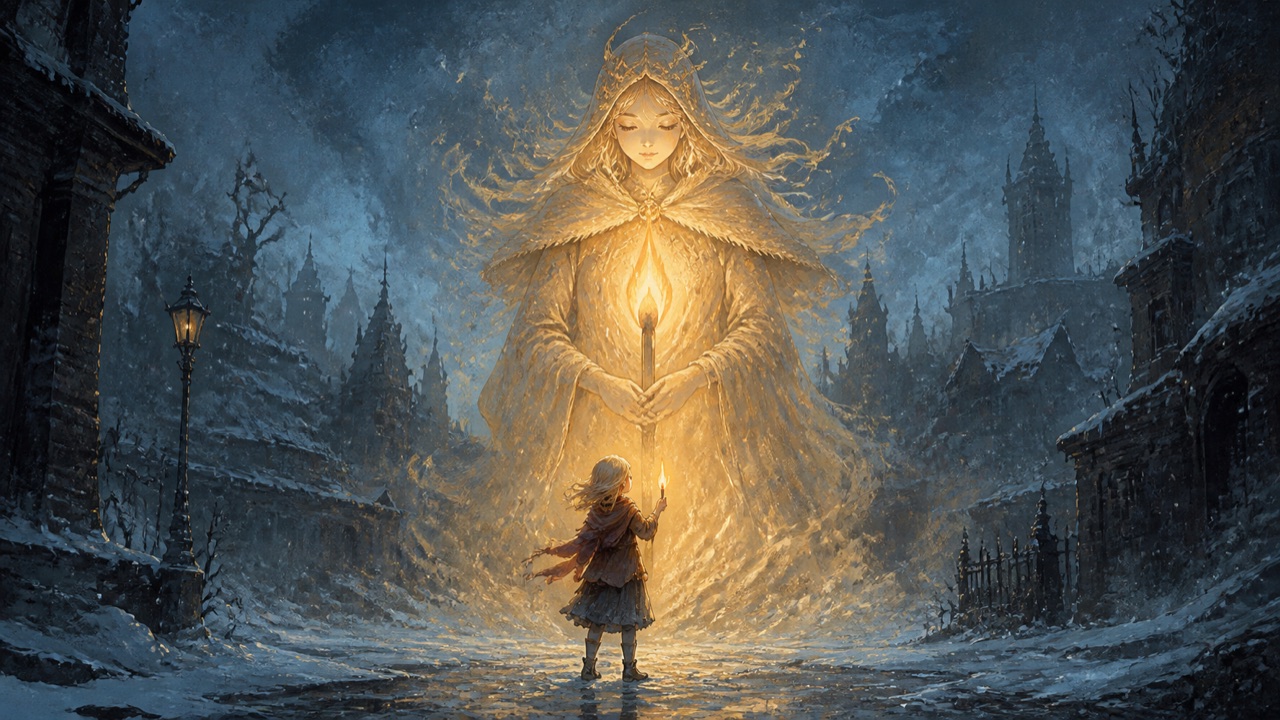 Little Match Girl dark fairy-tale boss guide illustration