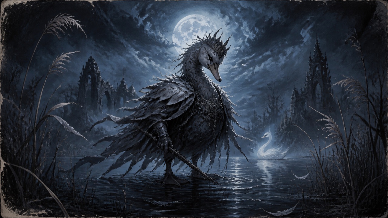 Ugly Duckling dark fairy-tale boss guide illustration