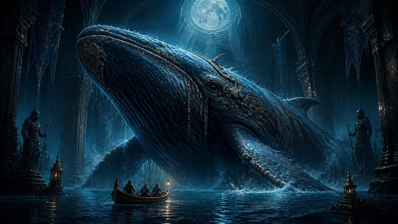 Whale Beast dark fairy-tale boss guide illustration