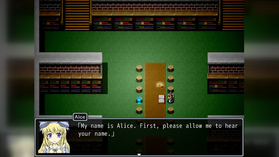 Alice introducing herself in game