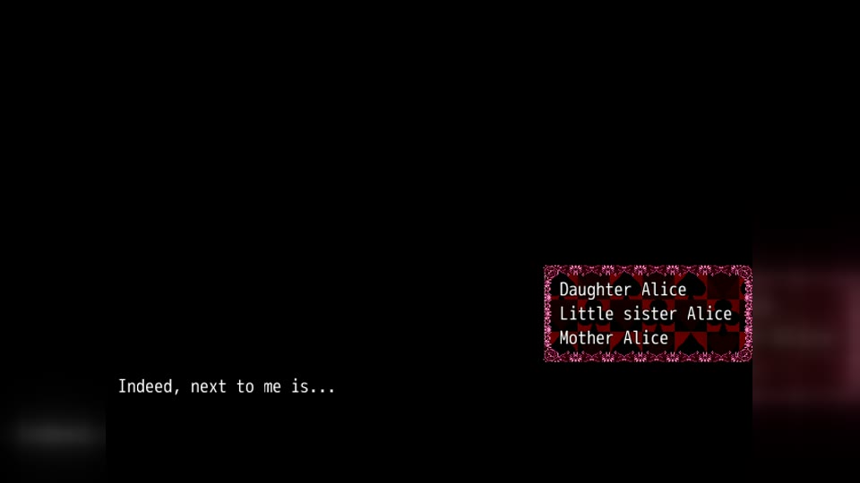 The in-game Alice selection