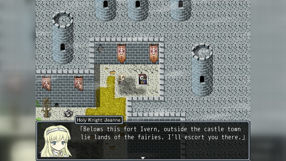 Jeanne escorting the player from Fort Ivern